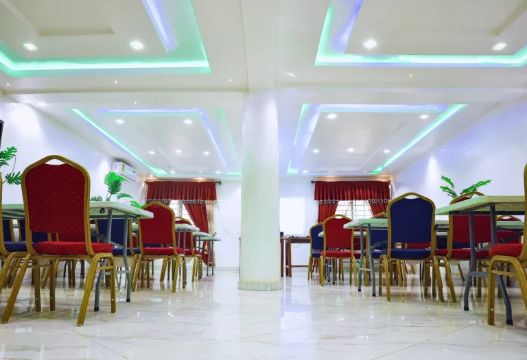 Conference hall interior with recessed ceiling lighting at Leisure Cozy Hotel, Hohoe